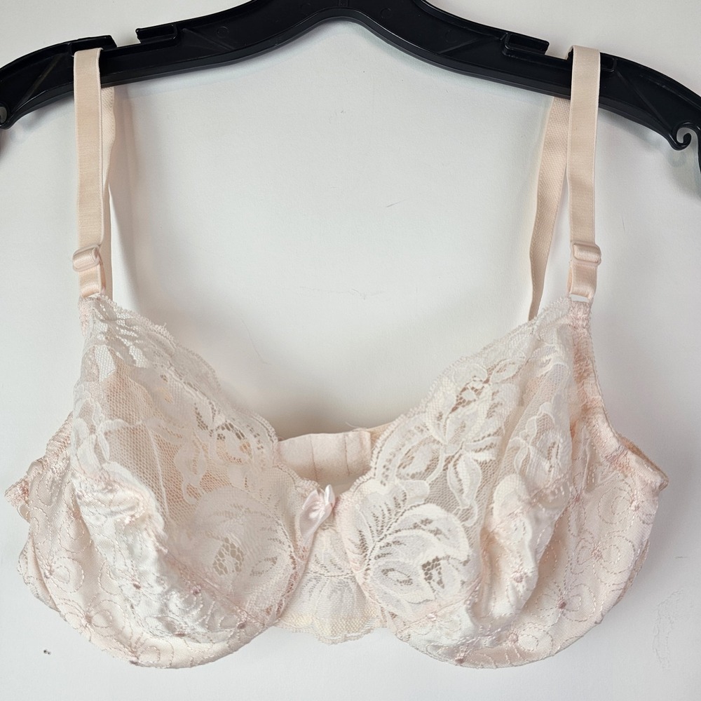 Victorias Secret VTG Gold Label Pink Lace Floral Underwire Bra 34C Style 5168